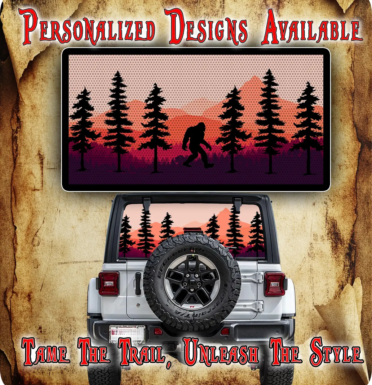 Bigfoot Rear Window See Through Graphic. 1