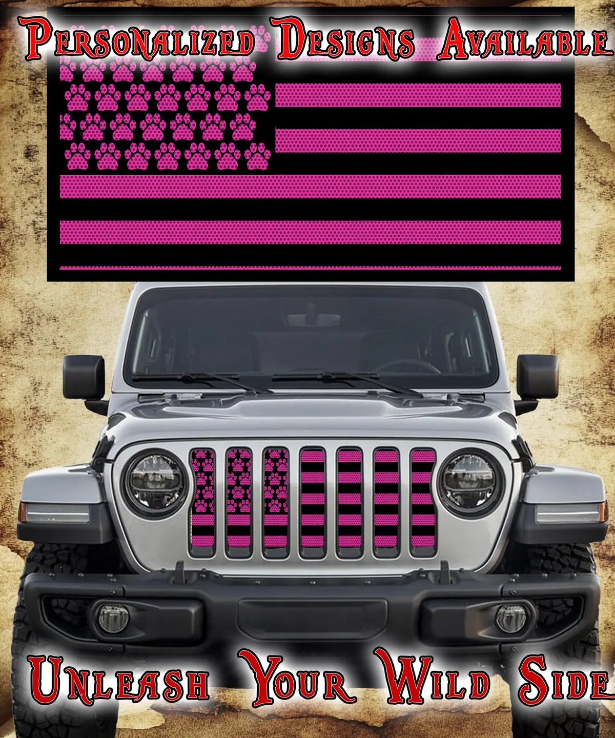 Black And Pink Dog Paw Flag 1