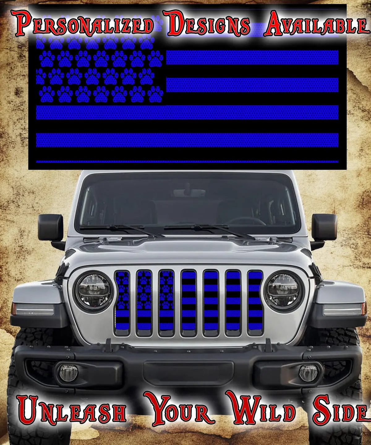 Black And Blue Dog Paw Flag 1