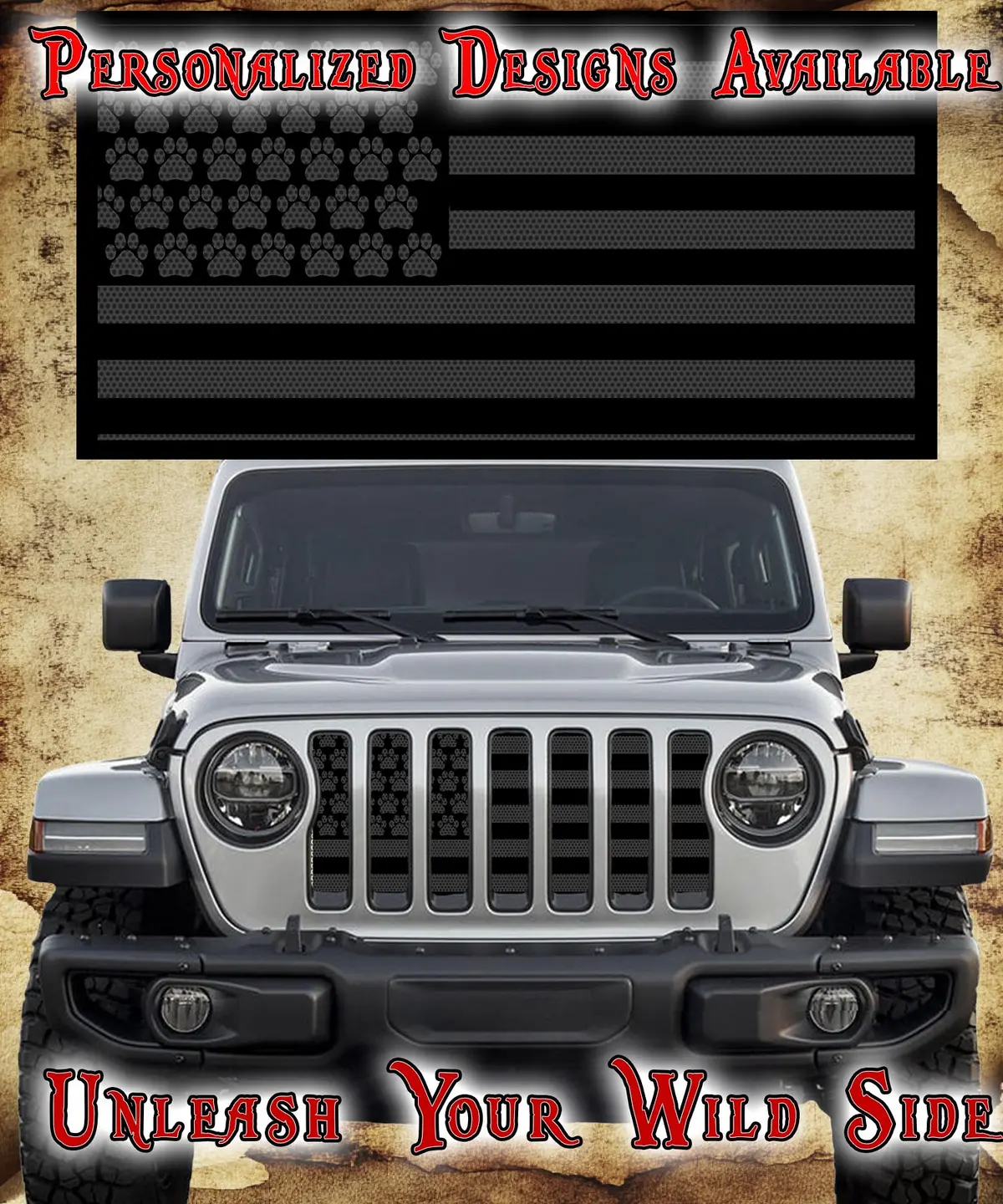 Black And Dark Gray Dog Paw Flag 1