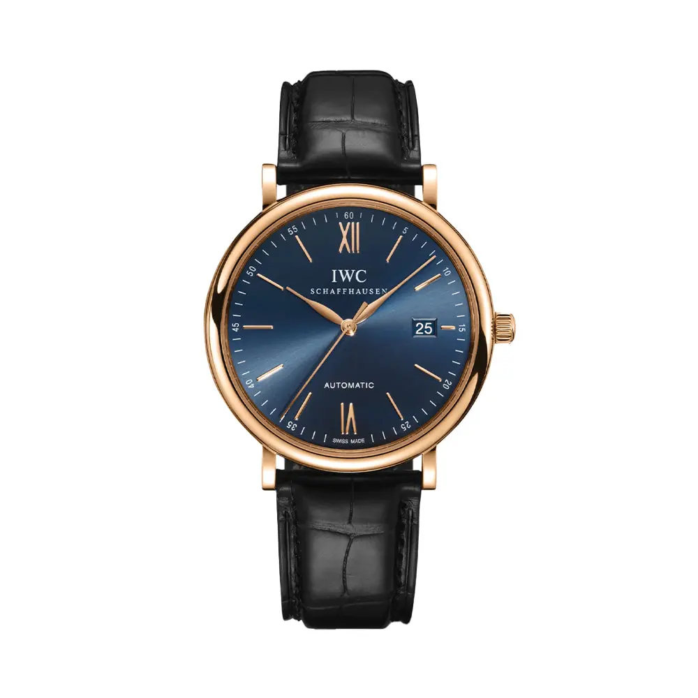 Portofino Automatic 18K 5N Gold Case 40Mm - Blue On Leather Strap 1