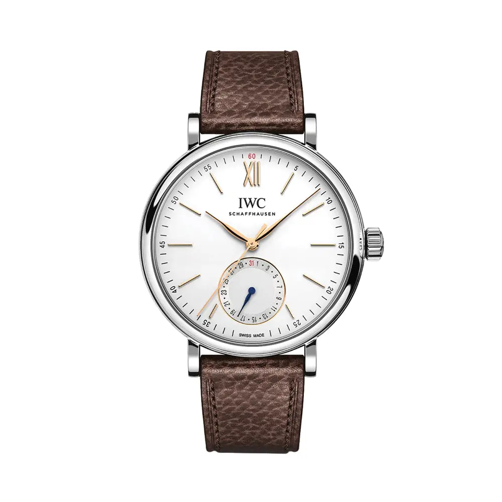 Portofino Pointer Date 39Mm - Silver-Plated On Leather Strap 1
