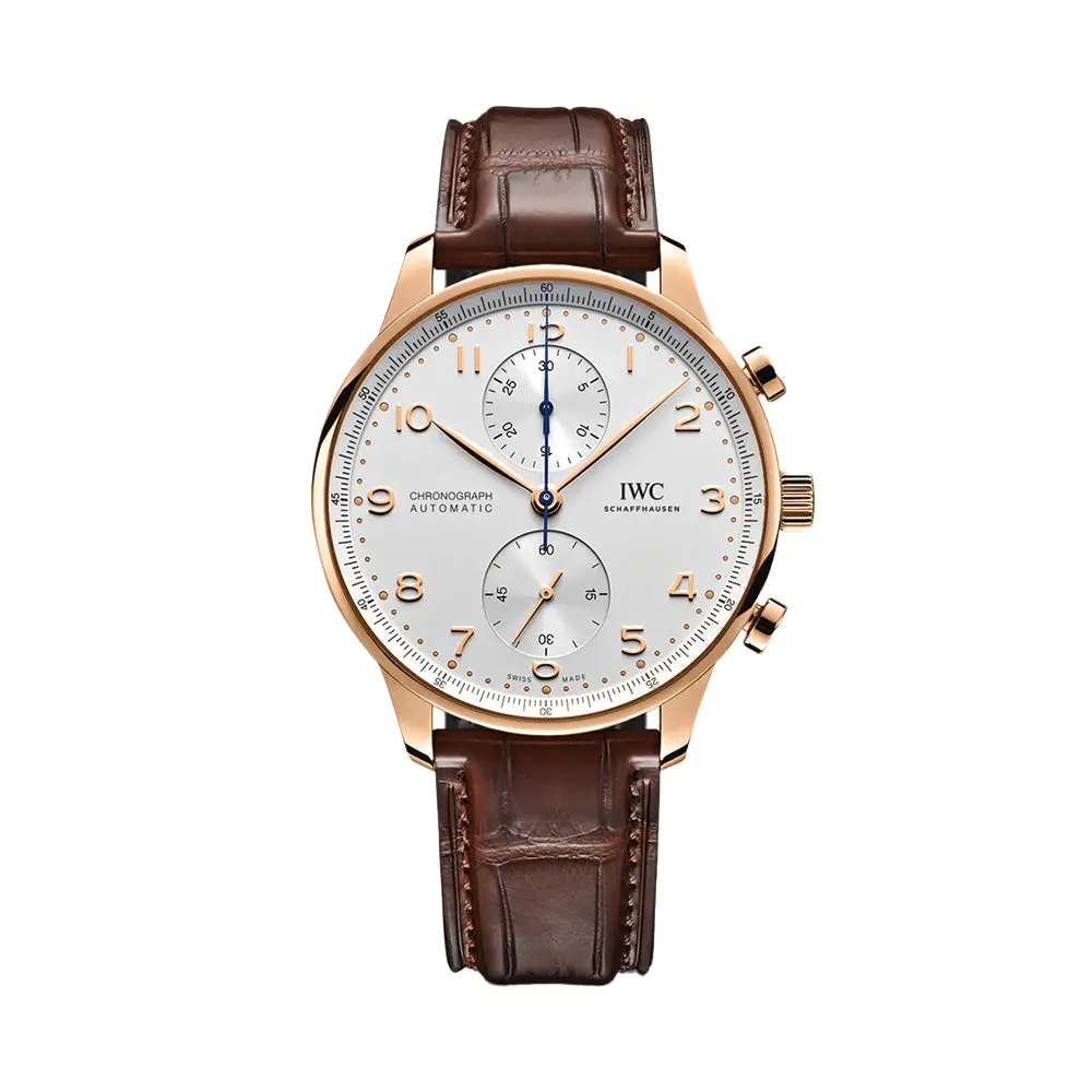 Portugieser Chronograph 18K 5N Gold Case 41Mm - Silver-Plated On Leather Strap 1