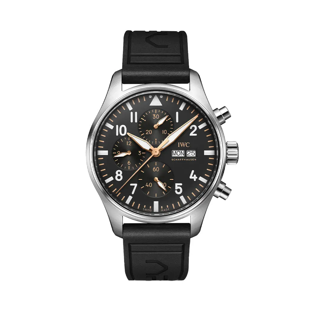 Pilot’S Watch Chronograph Apxgp Gold Accents 43Mm - Black On Rubber Strap 1