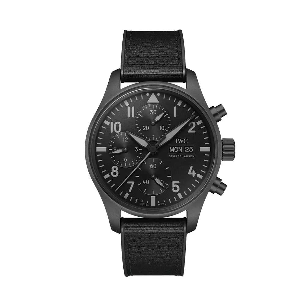 Pilot's Watch Chronograph Top Gun Ceratanium® Case 41Mm - Black On Rubber Strap 1