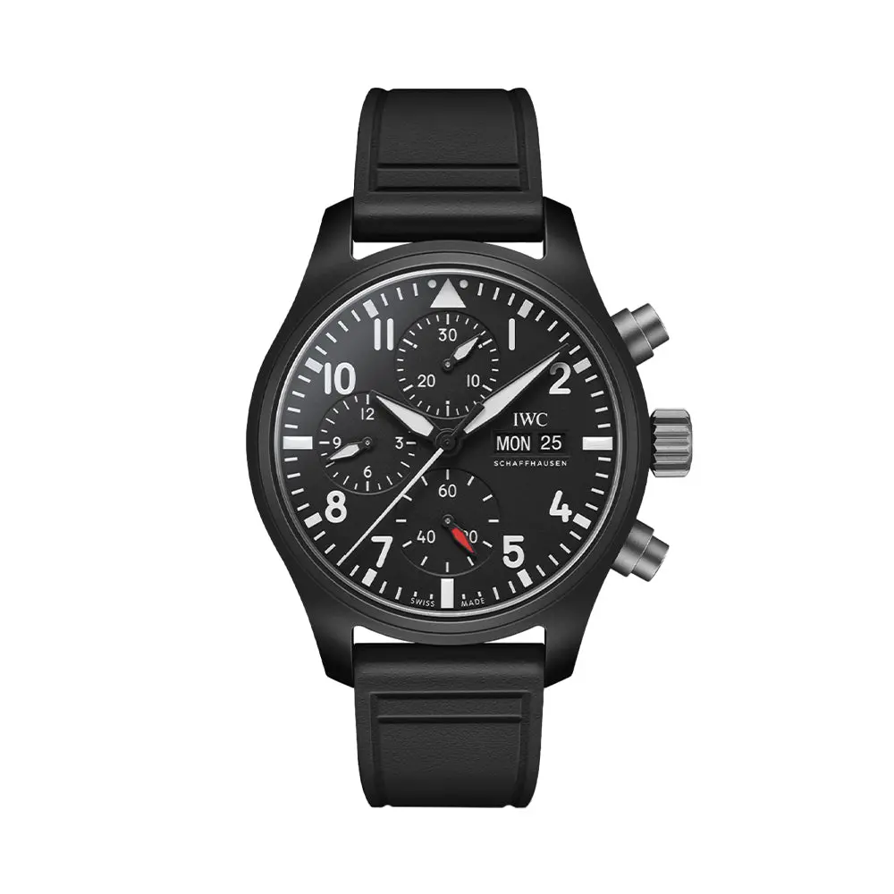 Pilot's Watch Chronograph Top Gun Ceramic Case 41.9Mm - Black On Rubber Strap 1