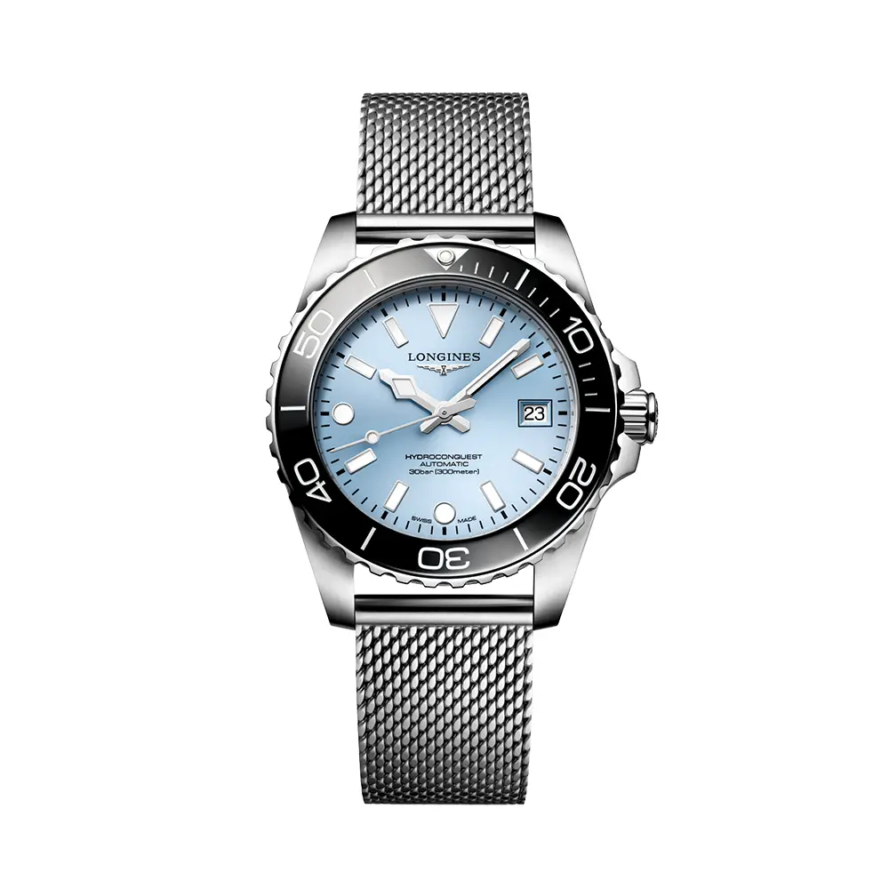 Hydroconquest 39Mm - Blue, Black Bezel On Mesh Bracelet 1