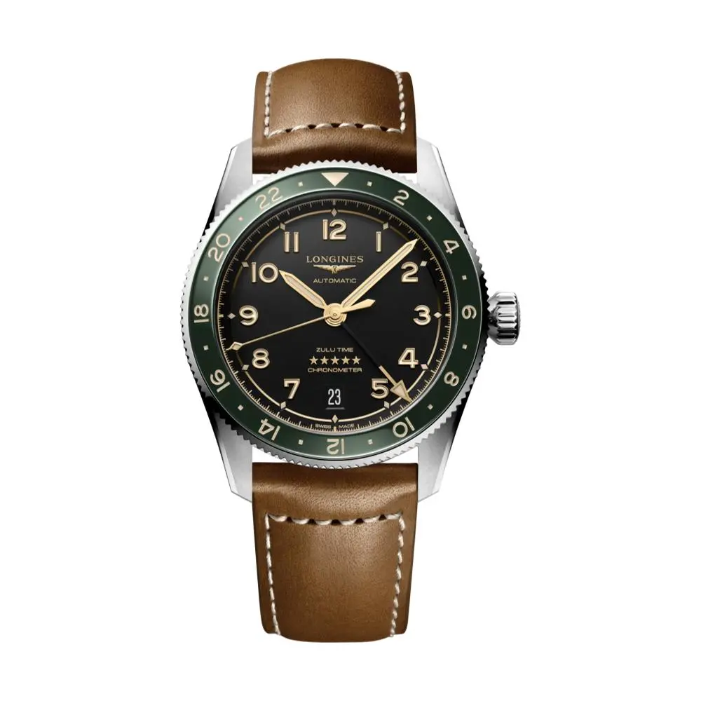 Spirit Zulu Time 39Mm - Green On Leather Strap 1