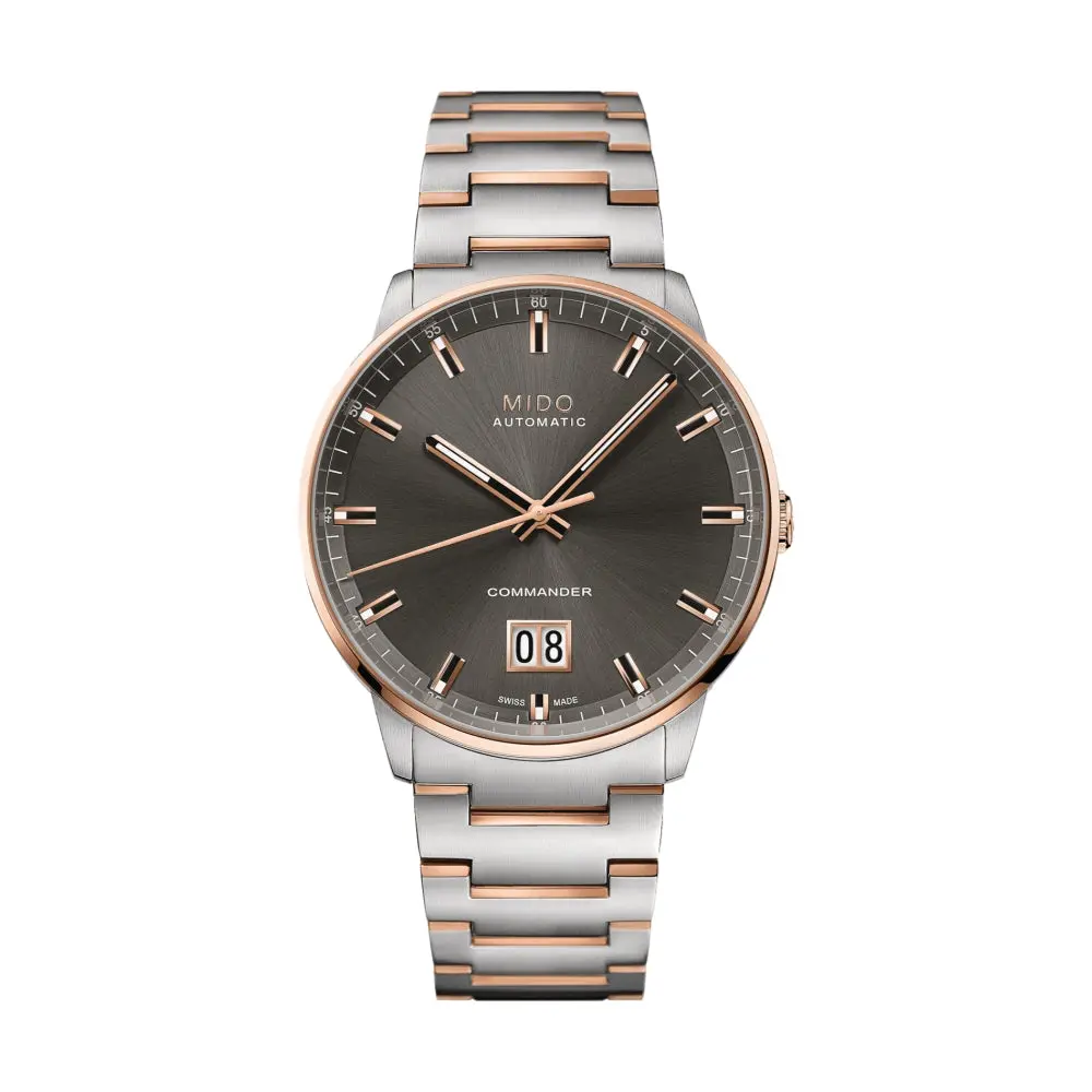Commander Big Date Rose Gold Pvd Two-Tone 42Mm - Anthracite On Bracelet 1