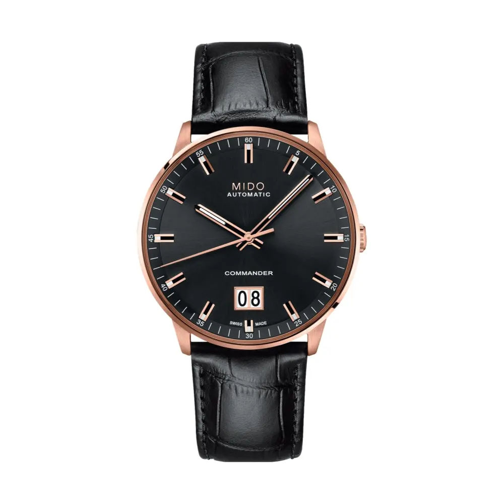Commander Big Date 42Mm - Black On Leather Strap 1