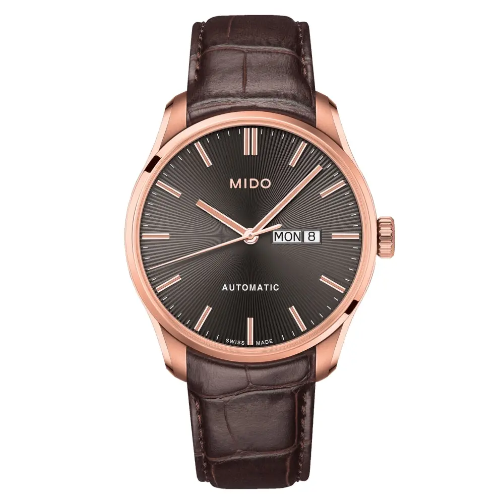 Belluna Ii Gold-Tone 42.5Mm - Sunray Anthracite On Leather Strap 1