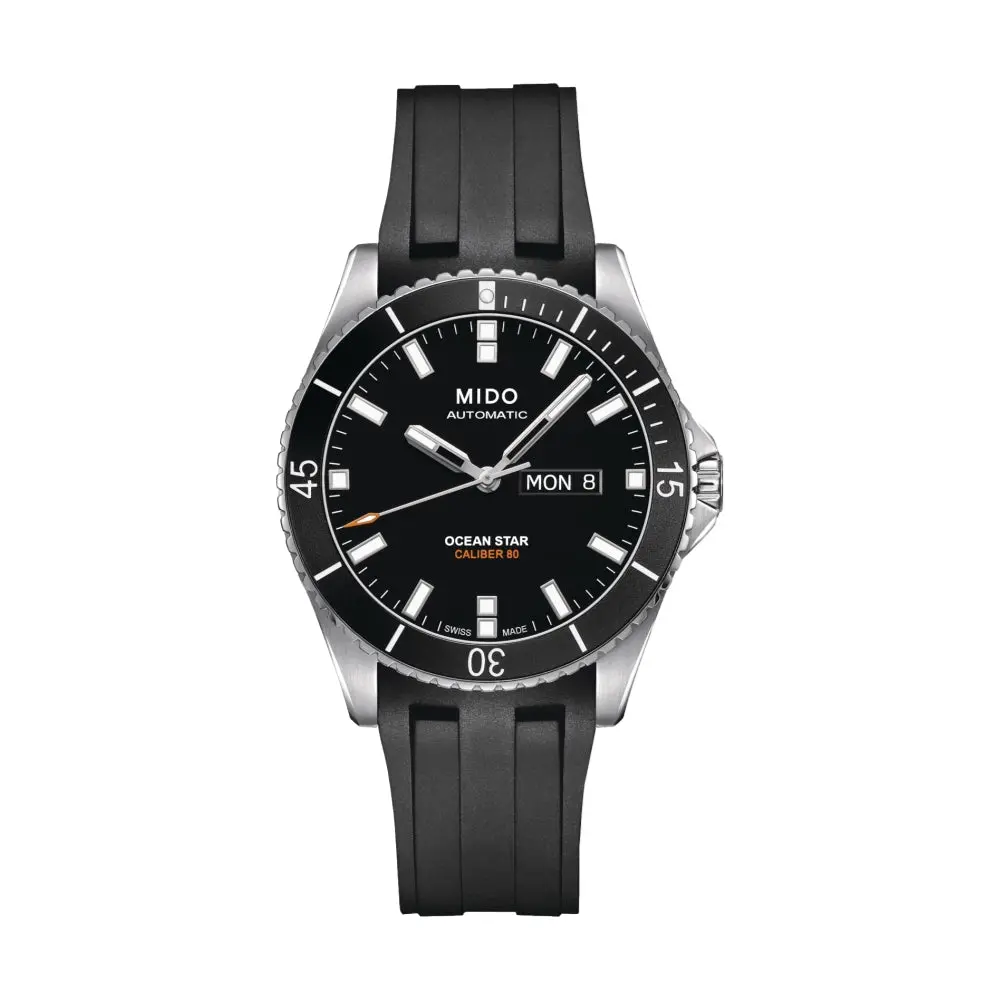Ocean Star Captain 42.5Mm - Black On Rubber Strap 1