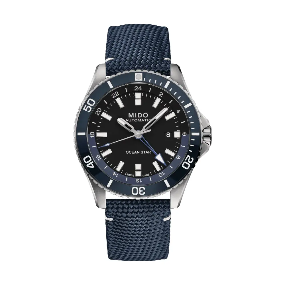 Ocean Star Gmt 44Mm - Black W/ Blue Bezel On Fabric Strap 1