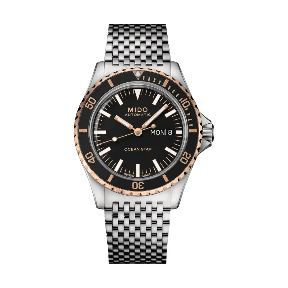 Ocean Star Tribute Black/Rose Gold-Tone Bezel 40.5Mm - Black On Bracelet 1