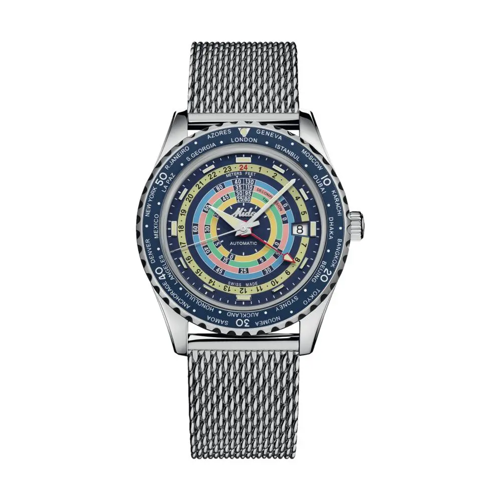 Ocean Star Decompression Worldtimer 40.5Mm - Blue On Rubber Strap W/ Additional Bracelet 1