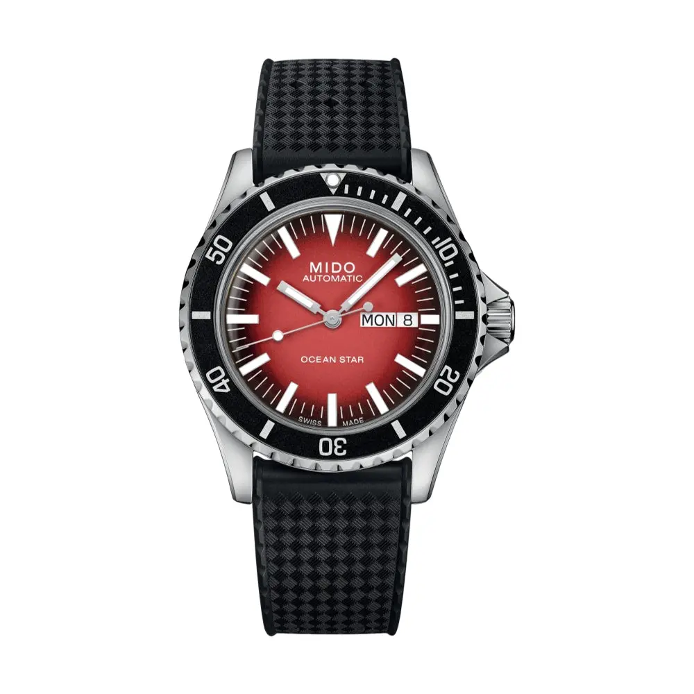 Ocean Star Tribute 40.5Mm - Red On Rubber Strap 1