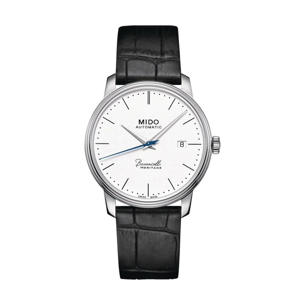 Baroncelli Heritage Gent 39Mm - White On Leather Strap 1