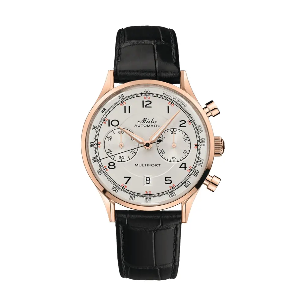 Multifort Patrimony Chronograph Rose Gold Pvd 42Mm - Ivory On Leather Strap 1