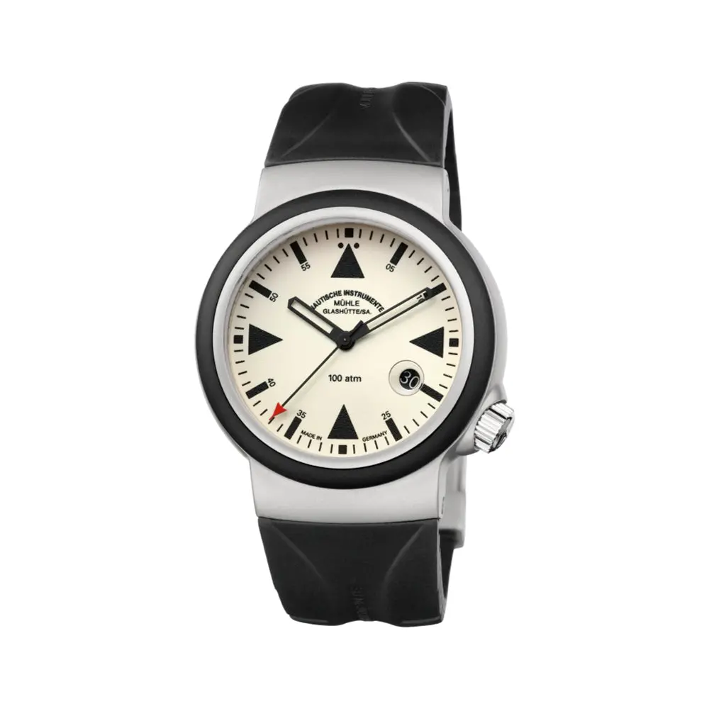 S.A.R. Rescue Timer 42Mm - Lumen Cream On Rubber Strap 1