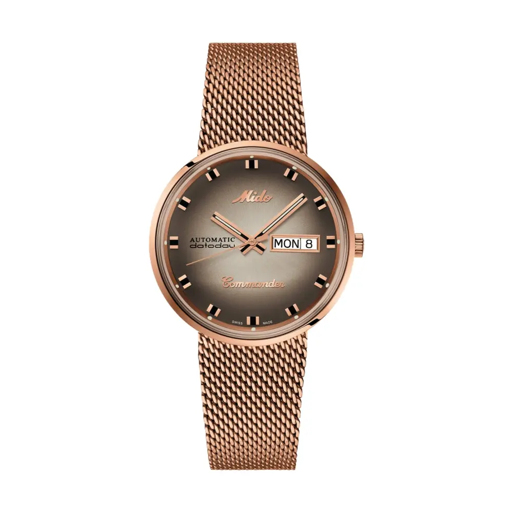 Commander Shade Rose Gold Pvd 37Mm - Silver On Bracelet 1