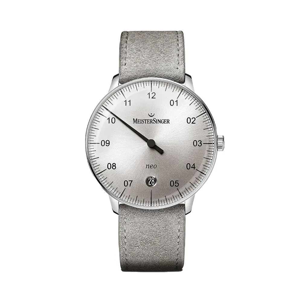 Neo Automatic 36Mm - Silver On Velour Leather Strap 1