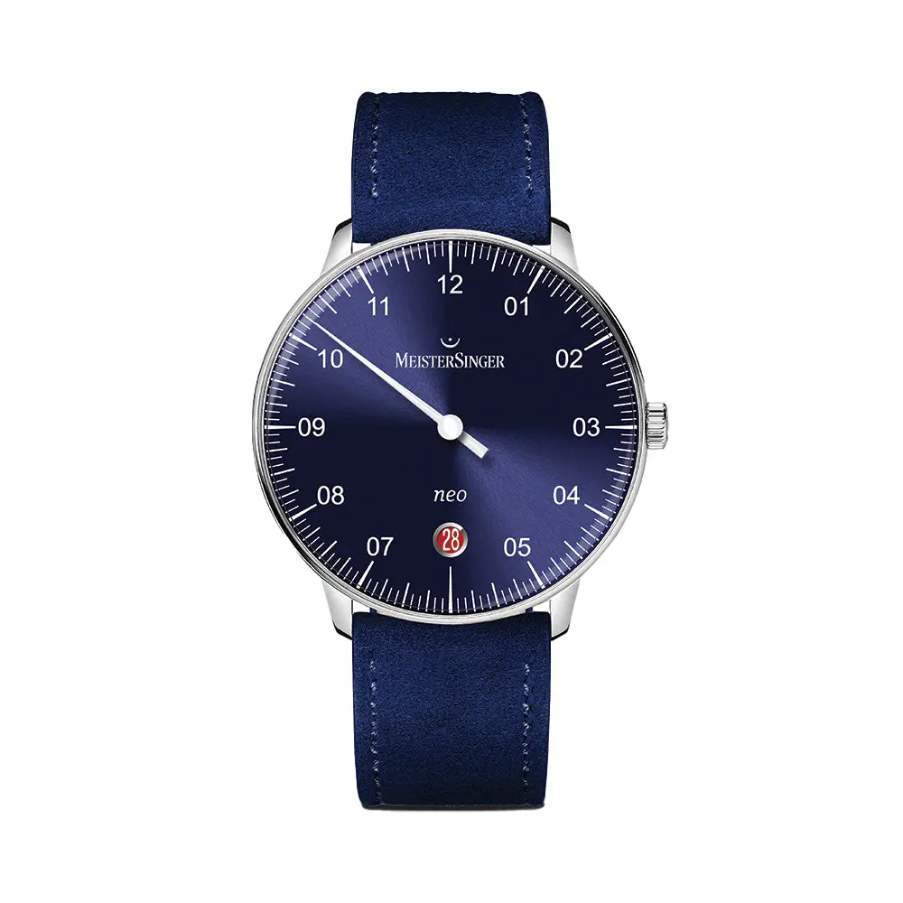 Neo Automatic 36Mm - Blue On Velour Leather Strap 1