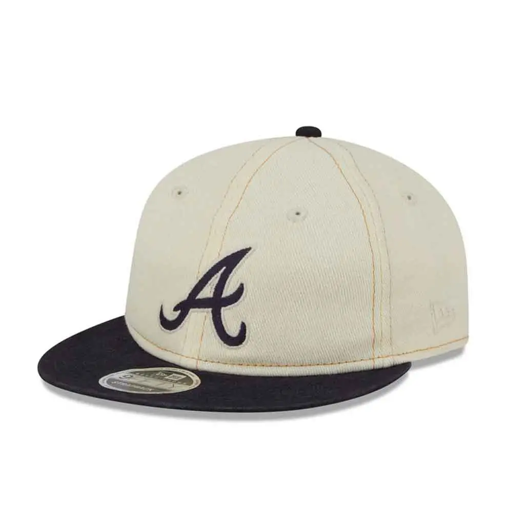 New Era Atl Braves Retro Crown Chrome Adjustable - Cream/Denim 1