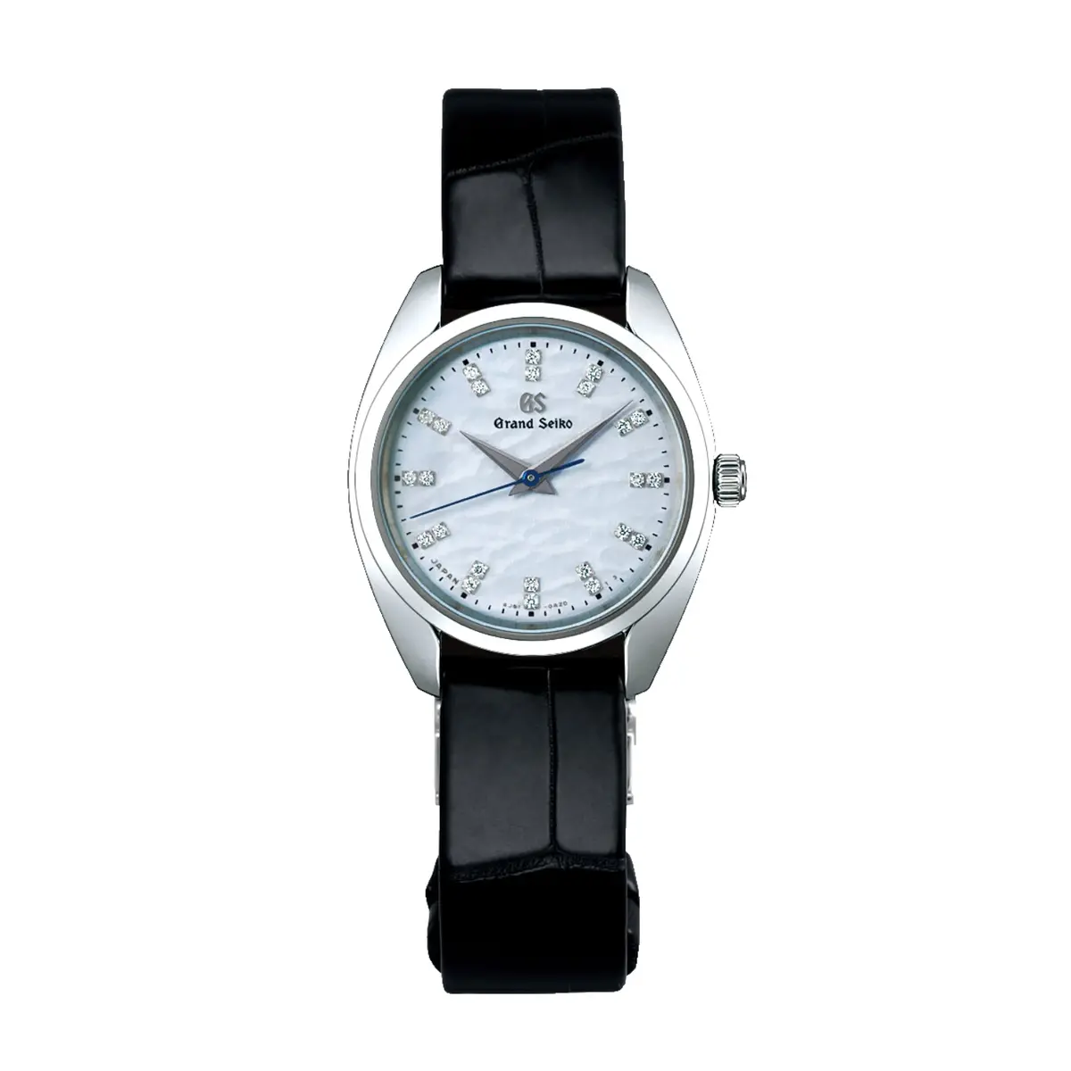 Stgf381 "Omiwatari" Elegance Quartz W/ Diamonds 31.8Mm - Blue On Leather Strap 1