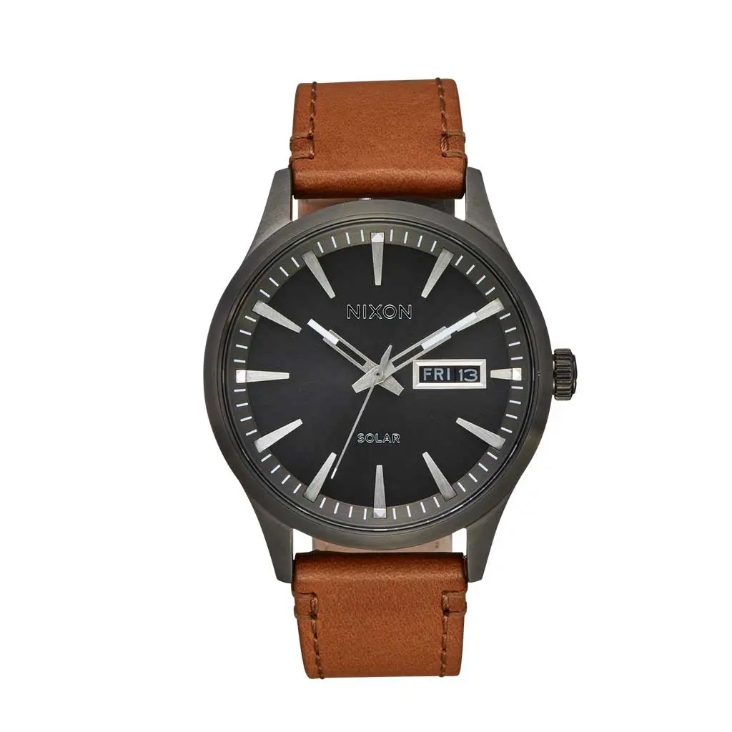 Nixon Sentry Solar Leather - Gunmetal 1