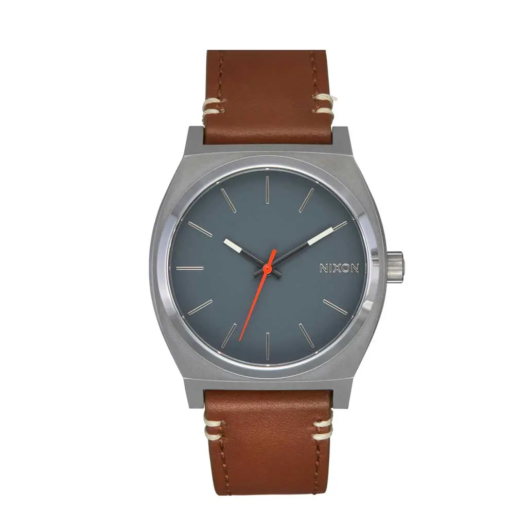 Nixon Time Teller Leather - Lt Gunmetal/Basalt/Sienna 1