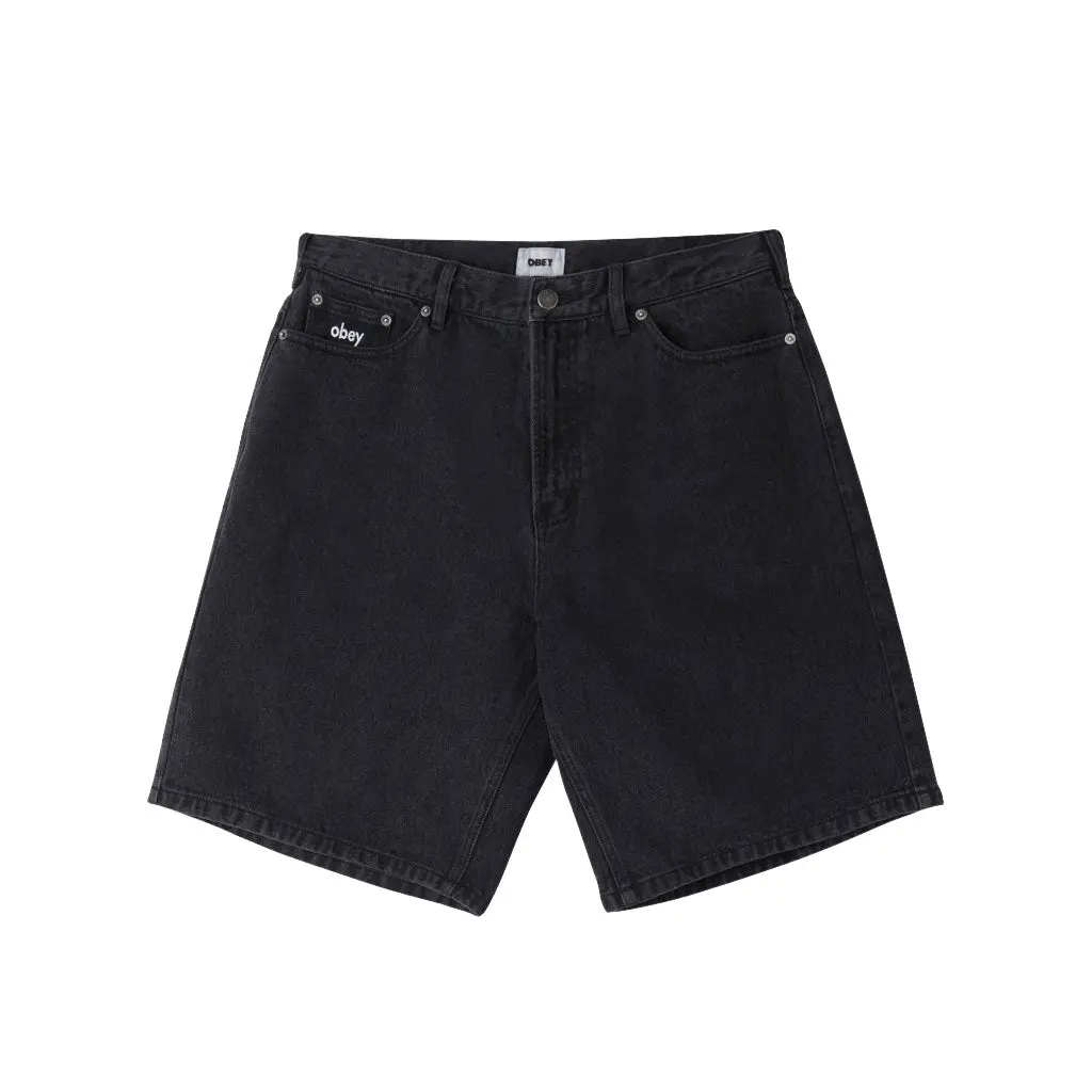 Obey Bigwig Baggy Denim Short - Faded Black 1
