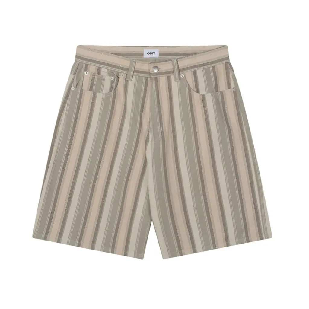 Obey Baja Stripe Baggy Denim Short - Dried Sage 1