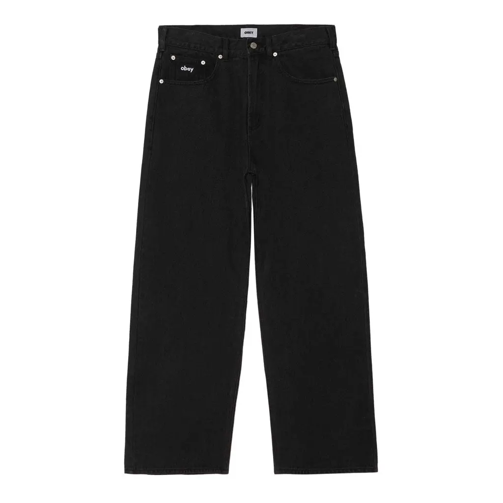 Obey Bigwig Baggy Denim Pant - Washed Black 1