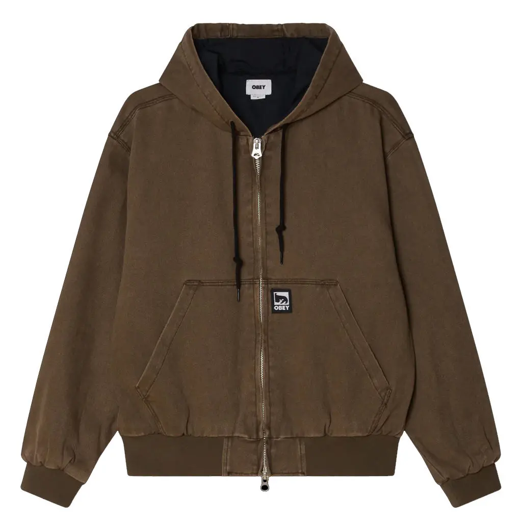 Obey Glen Zip Up Jacket - Wren Fade Wash 1