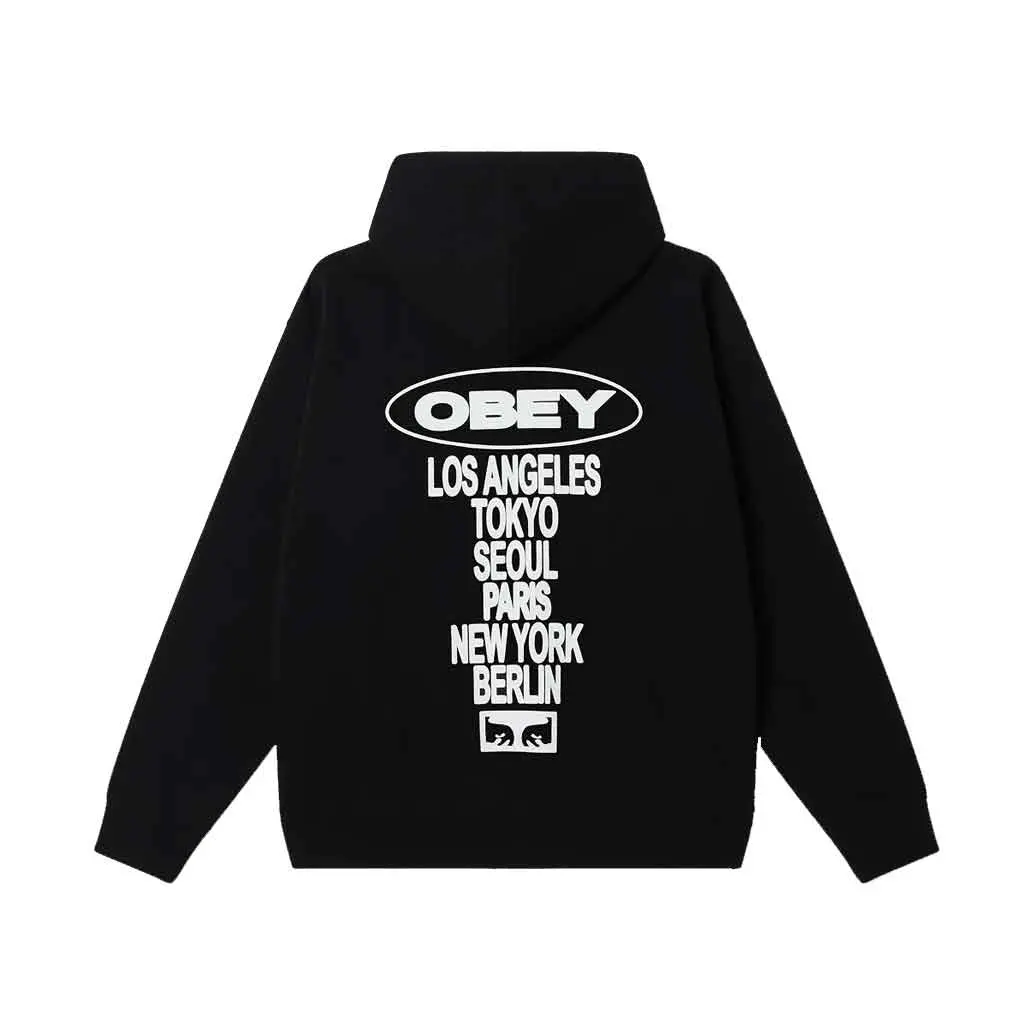 Obey Oval Cities Hood - Black 1