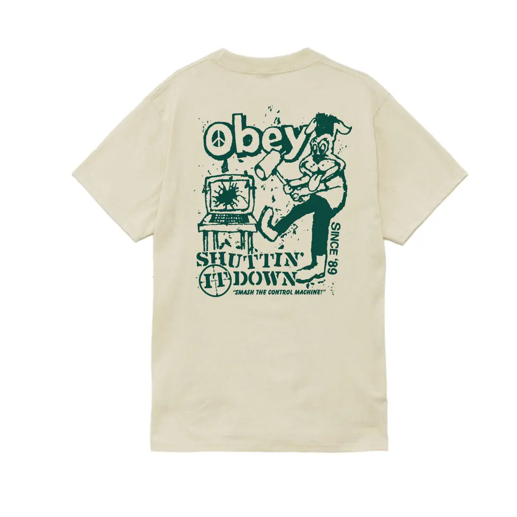 Obey Smash The Control Machine S/S Tee - Cream 1
