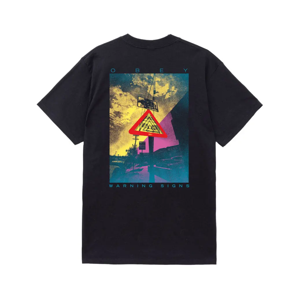 Obey Warning Sign S/S Tee - Black 1
