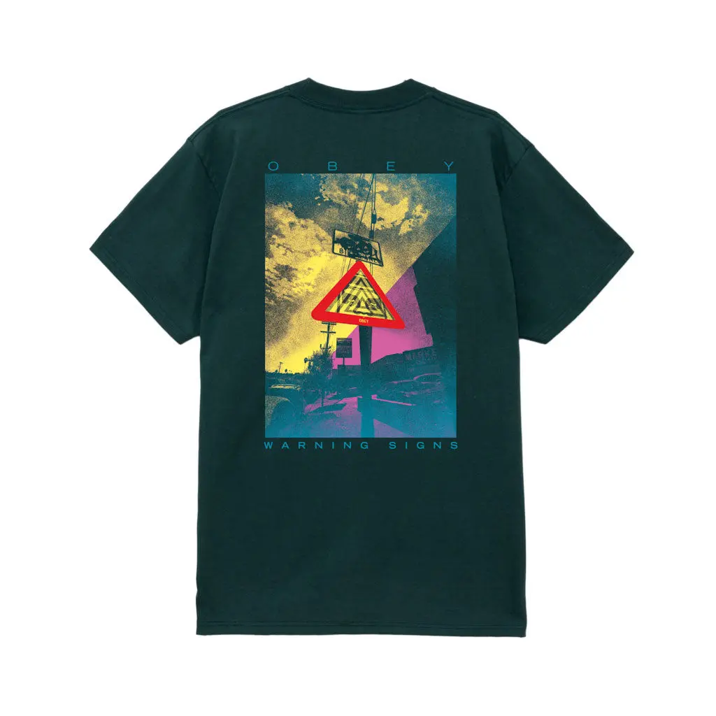 Obey Warning Sign S/S Tee - Rain Forest 1