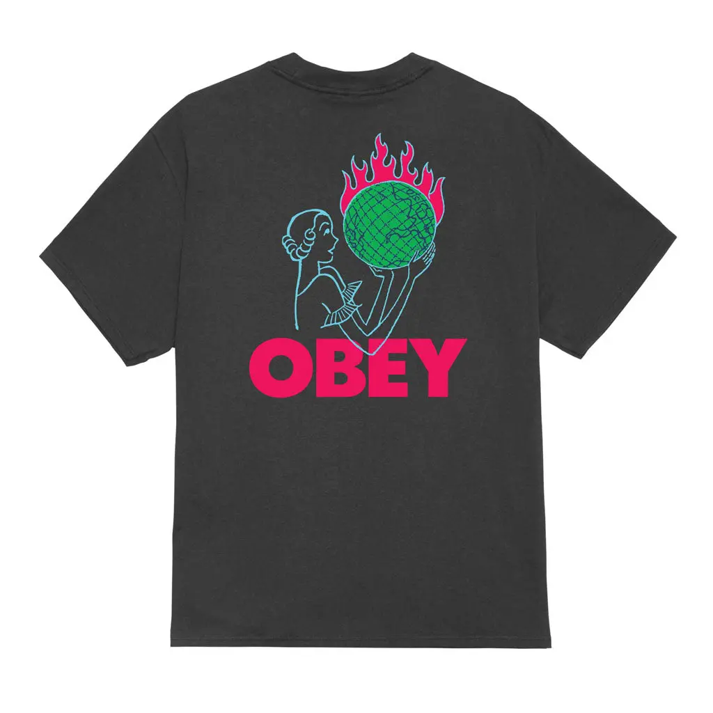Obey World In Flames S/S Tee - Vintage Black 1