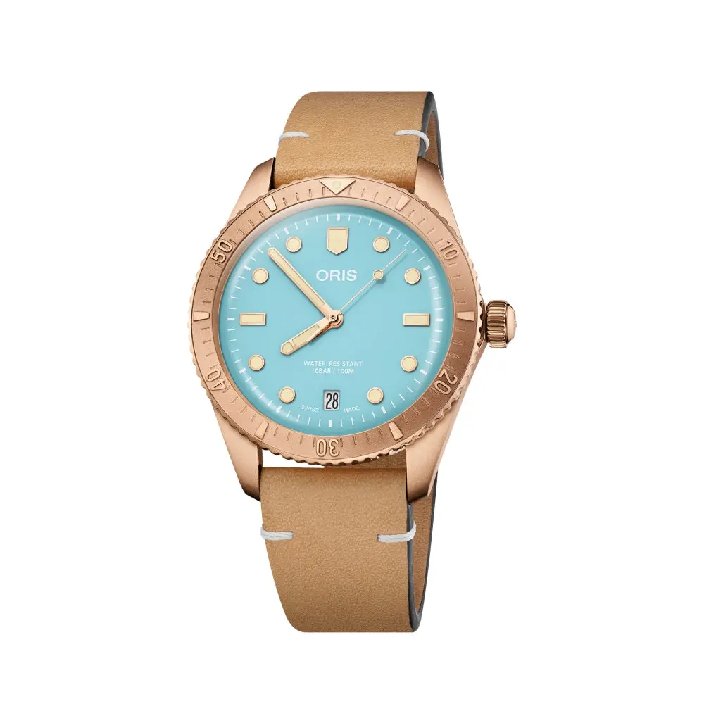 Divers Sixty‑Five 'Cotton Candy' 38Mm - Turquoise On Leather Strap 1
