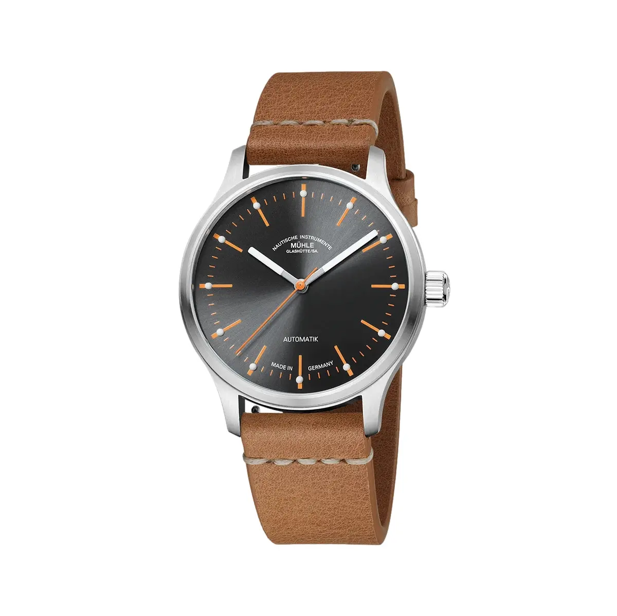 Panova 40Mm - Grey On Smooth Brown Leather Strap 1