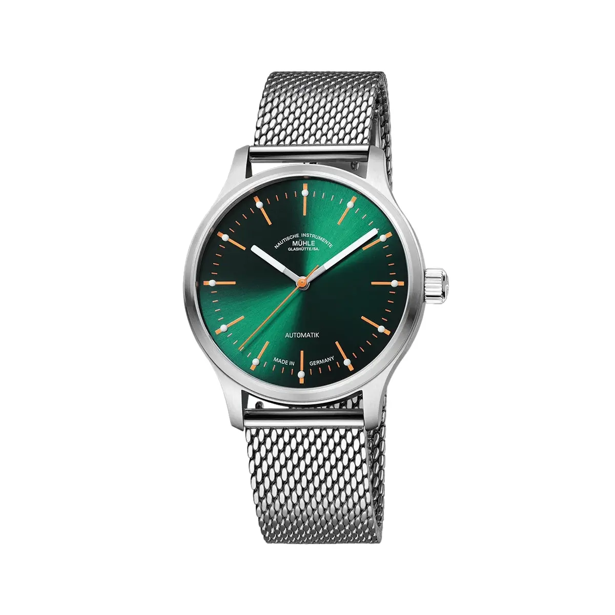 Panova 40Mm - Green On Stainless Steel Milanaise Bracelet 1