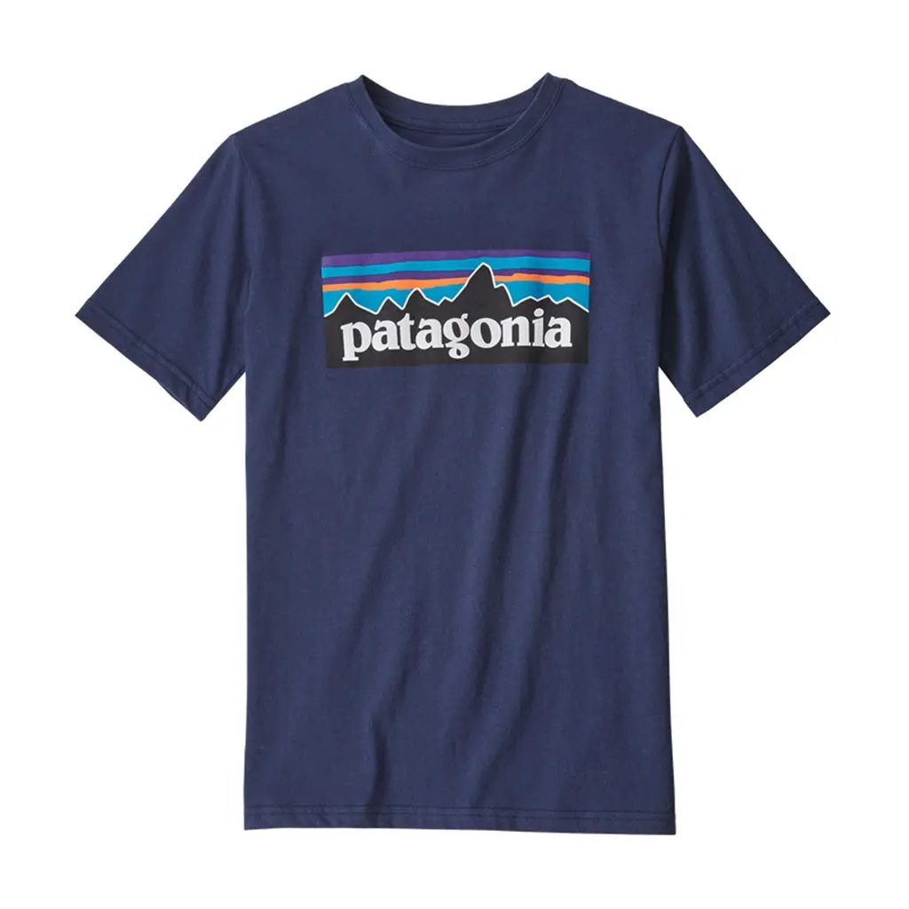 Patagonia Boys P-6 Logo Organic S/S T-Shirt - New Navy (Nena) 62153 1