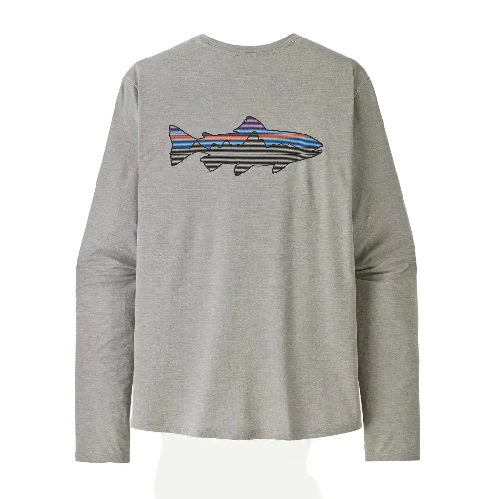 Patagonia L/S Capilene Cool Sun Shirt Fitz Roy Trout - Crisp Grey Salt Grey X-Dye (44932 Cgsx) 1