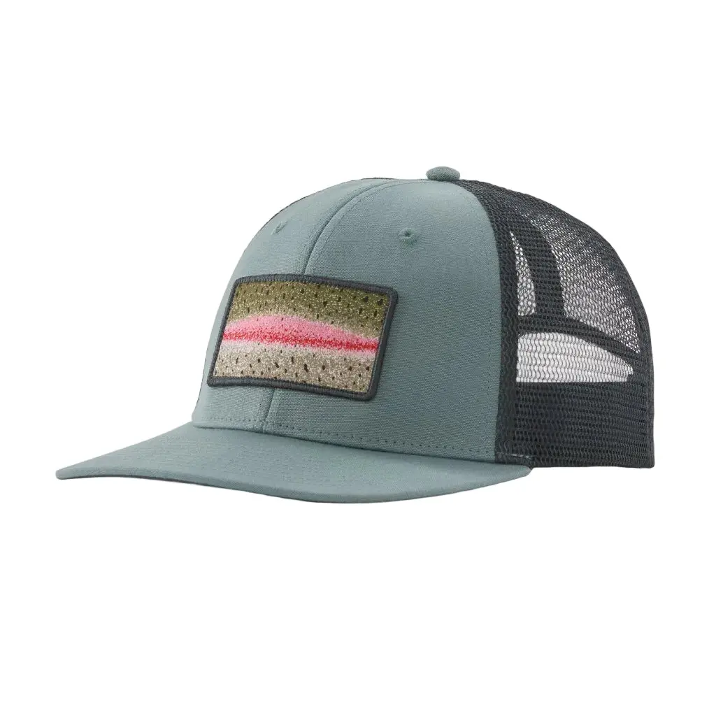 Patagonia Take A Stand Trucker Hat - Casting Logo: Rainbow Run/Blue Sage (38356 Rbsg) 1
