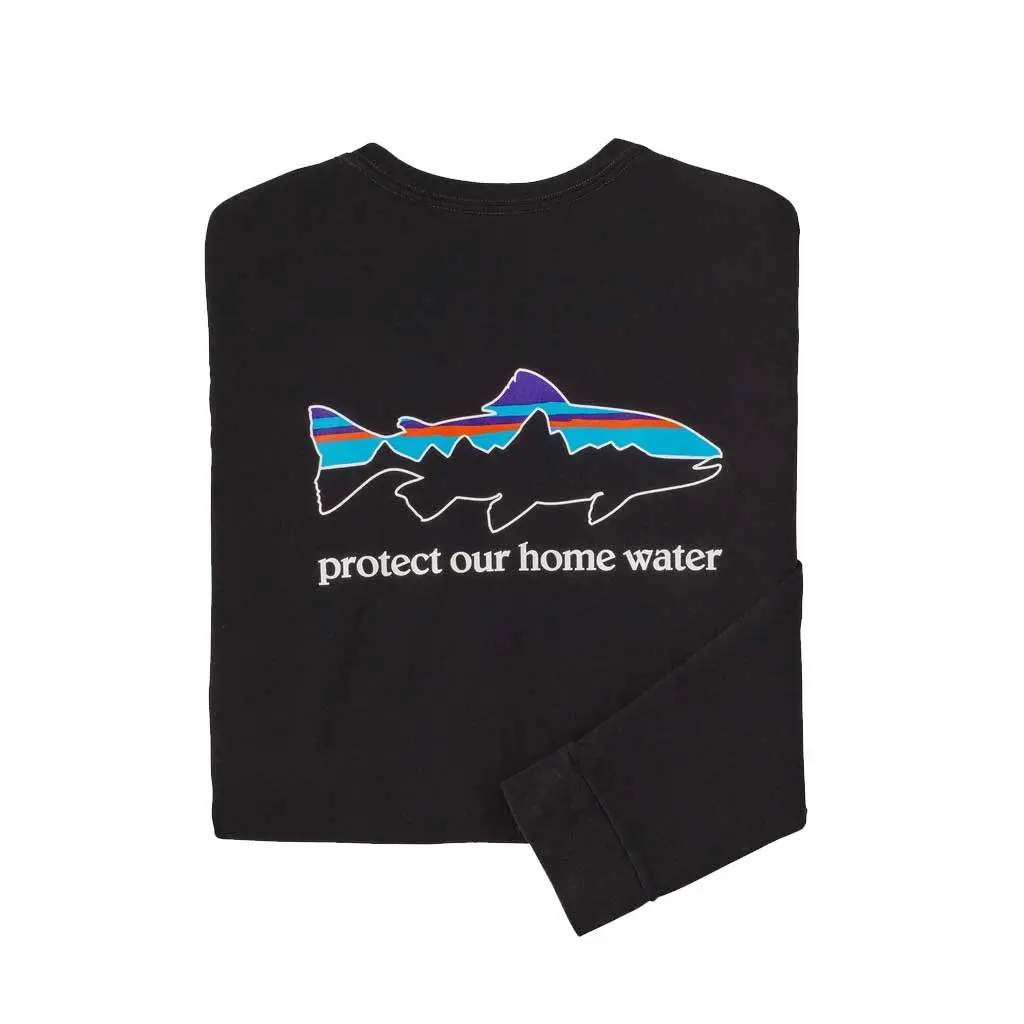 Patagonia L/S Home Water Trout Responsibili Tee - Blk 1