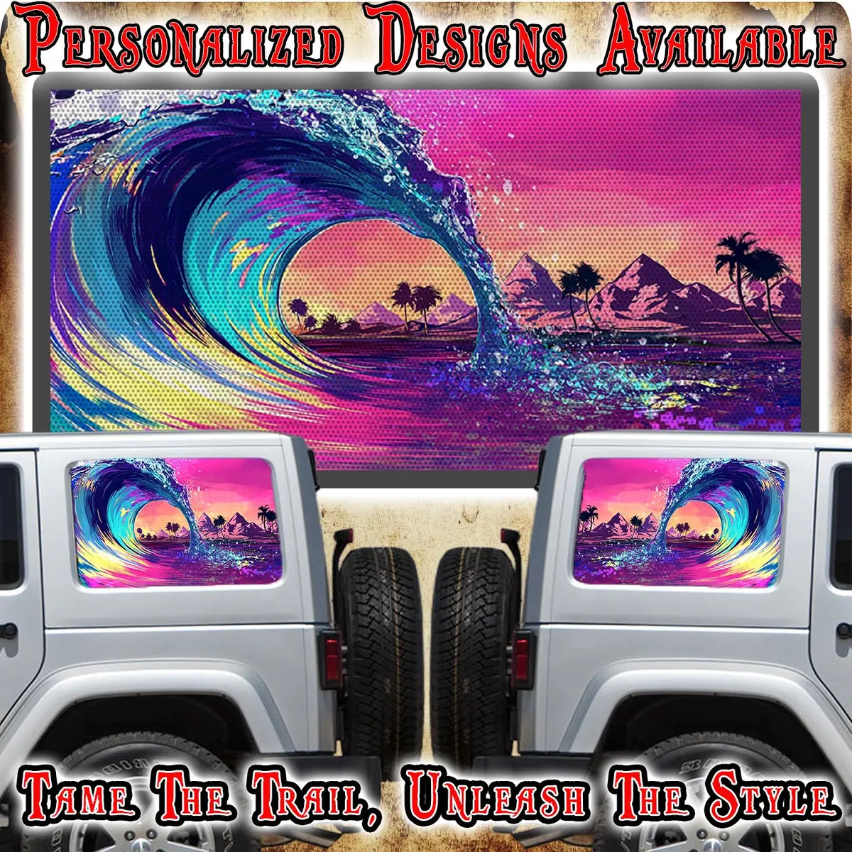 Ride The Wave Beach Rear Quarter Window See Through Graphic. 1