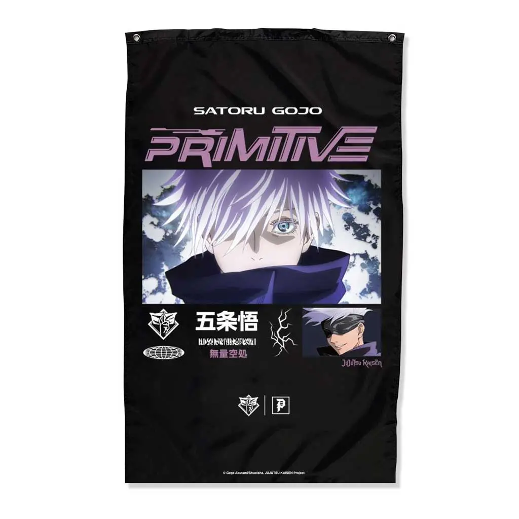 Primitive X Jujutsu Kaisen Satoru Gojo Banner - Black 1