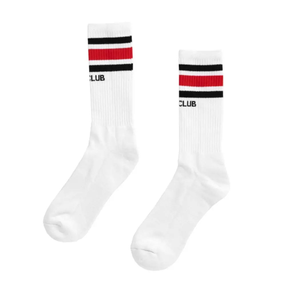 Pro Club Stripe Crew Sock - White/Red/Black 1