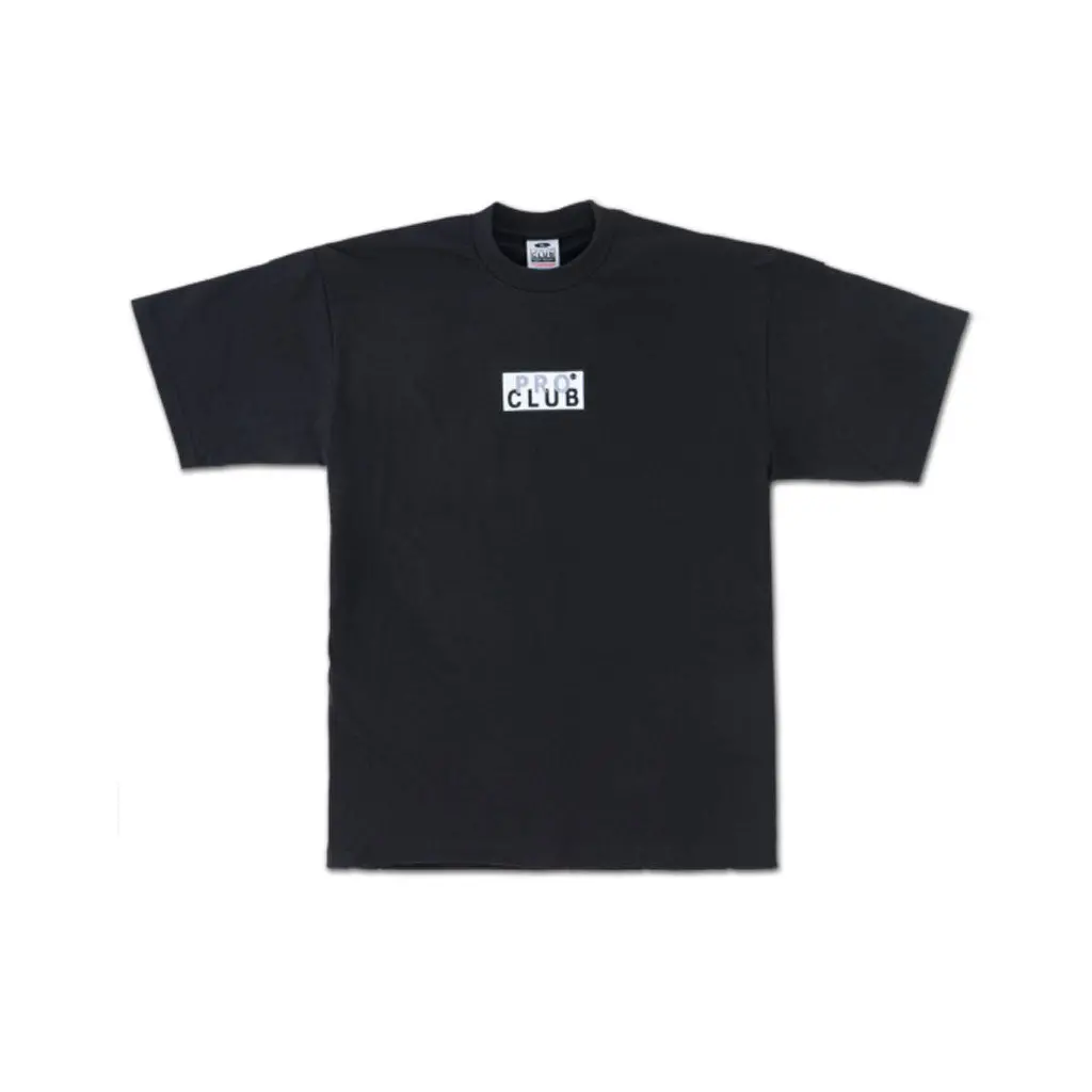 Pro Club Embroidered Heavyweight Box Logo S/S Tee - Black 1